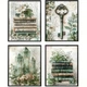 Постер «Vintage Botanical Library» «Зеленые книги и цветы» зеленый 30×40 см - изображение 2