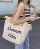 Пляжна сумка Summer Vibes з бахромою та вишивкою Текстильна 45х34х13см Світлий беж - изображение 2