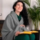Плед вовняний 100% Lambswool 140х200 см сірий з бахромою - зображення 3