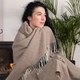 Плед кашемировый светло-коричневый 140x200 см 10% кашемир 90% шерсть мериноса - изображение 4