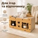 Домик-когтеточка для котов 2-в-1 с верхней лежанкой и подвесными игрушками 51×28 см, на два входа - изображение 4