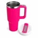 Термос термокружка Tumbler с ручкой, крышкой и трубочкой 30 см, Фуксия - изображение 4