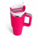 Термос термокружка Tumbler с ручкой, крышкой и трубочкой 30 см, Фуксия - изображение 6