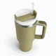 Термокружка Tumbler с ручкой и крышкой, трубочка 30 см, термос для кофе, чая и холодных напитков Оливка - изображение 8