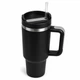 Термокружка Tumbler с ручкой и крышкой, трубочка 30 см, термос для кофе, чая и холодных напитков Черный - изображение 4