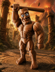 Движимая Brainrot игрушка Tung Tung Tung Muscle Sahur в коричневом цвете. - изображение 2
