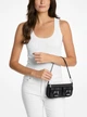 Женская маленькая сумка багет Michael Kors Zoe черная с монограмним лого - изображение 2