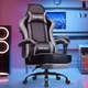Кресло офисное Bonro B-059 серое с подставкой для ног из экокожи и велюра до 120 кг (163-76-42412134) - изображение 4