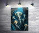 Картина Медузы в золотисто-бирюзовых рифах 93x130 см Модуль №1 (006252) - изображение 1
