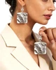 Женские сережки "Квадратики" 5 см jewelry Серебристого цвета - изображение 1