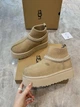 Уги шкарпетка UGG Tazz Platform Knit mustard seed 40 розмір пісочні - изображение 1