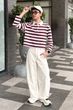 Женское поло в полоску Uniqlo 42(S) Розово-коричневый (154886) - изображение 4