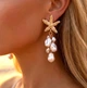 Сережки біжутерія Подовжені Морське бароко Fashion jewelry Білий золотистий - зображення 1