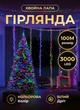 Светодиодная гирлянда Хвойная лапа 100 м 3000 LED светодиодов новогодняя гирлянда роса на катушке 8 режимов белый провод Мультиколор - изображение 1