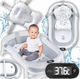 Детская складная ванночка Hanert Kinderbad Grey с термометром и подушкой, анатомическая ванна для купания малышей - изображение 6
