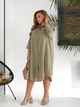 Жіноча подовжена сорочка-туніка Plus Size з льону 191-091 колір хакі 50-52 - зображення 2