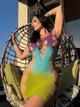 Эротическое женское платье Leg Avenue Ombre Mini, бесшовное, с имитацией шнуровки, вариант Ocean, универсальный размер (SX2775) - изображение 7