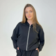 Світшот жіночий з каптуром на блискавці трикотаж чорний, 2XL-3XL - изображение 3