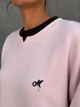 Світшот жіночий Matinee&Fancy 877-52 oversize з подвійним коміром і вишивкою one size рожевий - зображення 2