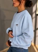 Світшот жіночий Matinee&Fancy 877-52 oversize з подвійним коміром і вишивкою one size блакитний - зображення 7