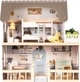Drewniany domek dla lalek EcoToys Laura z zestawem mebli EF8208 (5905817012060) - obraz 7