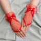 Фатиновые перчатки через палец 17 см, красные - изображение 2