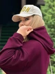 Худи женское без утепления свободного кроя с двойным капюшоном и с аппликацией из стразов двунитка 56-58 марсала (бордово-фиолетовое) - изображение 4