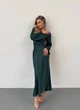 Женское шелковое платье MAXI / Зеленый 46-48 / BASED 0135812 - изображение 5
