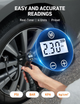 Беспроводной компрессор AstroAI C4 150 PSI, автостоп, цифровой манометр, LED, 4 адаптера, 450 г, для авто/мото/вело - изображение 4