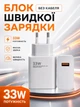 Швидка зарядка для телефону USB 33w quick fast charge pd мережевий зарядний пристрій 33 вт СЗУ адаптер блок живлення юсб для зарядки xiaomi samsung redmi realme планшета сяомі power adapter світлодіодної стрічки гірлянди 5В 3А White білий (NO9167) - зображення 1