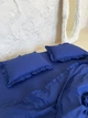 Комплект постельного белья с рюшами DARK BLUE (синий, однотонный) Полуторный 150х220 см - изображение 3