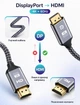 Кабель DisplayPort - HDMI 4K 60Hz 1м SmartG Gold, 4K 60 Гц, 2K 144 Гц, FULL HD 1080P 180 Гц 1 метр в оплетці - изображение 3