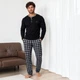 Пижама мужская теплая флисовая Pijamoni комплект для дома кофта и штаны в клетку 46/48 - изображение 1