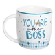 Чашка фарфоровая мужская с ручкой для босса начальника с надписью YOU ARE THE BOSS 450 мл Подарочная праздничная кружка из фарфора на чай кофе на подарок коллегам 9х9 см Белый - изображение 4