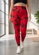 Спортивні батал лосини пуш ап мармурові Plus Size жіночі з високою посадкою для тренувань та фітнесу 3XL червоно-чорні (17037156) - зображення 7