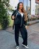 Велюровый женский спортивный костюм с лампасами прямые брюки и кофта на молнии с капюшоном 60-62 изумрудный (темно-зеленый) - изображение 6