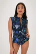 Топ для плавания Ellenny Swim женский UV защита устойчивый к хлору для серфинга черный цветочный M (EllennyBBTop) - изображение 2