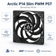 Вентилятор для корпусу Arctic P14 Slim PWM PST 140 мм 1800 об/хв Fluid Dynamic Bearing Black (ACFAN00268A) - зображення 1