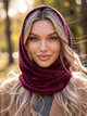 Жіночий капор Michaela з велюру подвійний бордовий (вишневий) - зображення 2