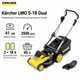 Газонокосарка акумуляторна Karcher LMO 5-18 Dual 36V ширина 41 см 3500 об/хв 45 л без АКБ та ЗП Yellow/Black - зображення 1