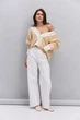 Вязаный женский кардиган oversize молочный с желтым узором «елочка» Arjen 102287, размер универсальный, код цвета 111834 - изображение 5