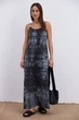 Длинное летнее платье на тонких бретелях черное с эффектом tie-dye Arjen 22077, размер S - изображение 3