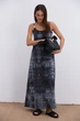 Длинное летнее платье на тонких бретелях черное с эффектом tie-dye Arjen 22077, размер S - изображение 5