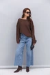 Женский вязаный джемпер oversize шоколадный Arjen 102392, размер L/XL - изображение 3