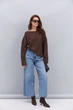 Женский вязаный джемпер oversize шоколадный Arjen 102392, размер L/XL - изображение 6