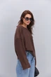 Женский вязаный джемпер oversize шоколадный Arjen 102392, размер L/XL - изображение 8