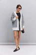 Вязаный женский кардиган oversize молочный с синим узором «елочка» Arjen 102287, размер универсальный, код цвета 111841 - изображение 8