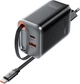 Сетевое зарядное устройство Acefast A111 PD67W GaN Charger (2*USB-C + USB-A) with retractable cable Black - изображение 2