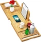 Поднос для ванны Banlilu Bathtub Tray Caddy из бамбука регулируемый размер - изображение 1