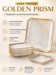 Набір тарілок рельєфних 7 предметів Golden Prism для салатів закусок фруктів і десертів Столовий сервіз 1 тарілка 26×26 см та 6 тарілок 15×15 см Прозорий із золотою оконтовкою - зображення 3